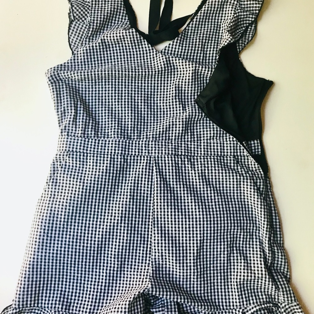 Doe & Rae Black & White Gingham Romper